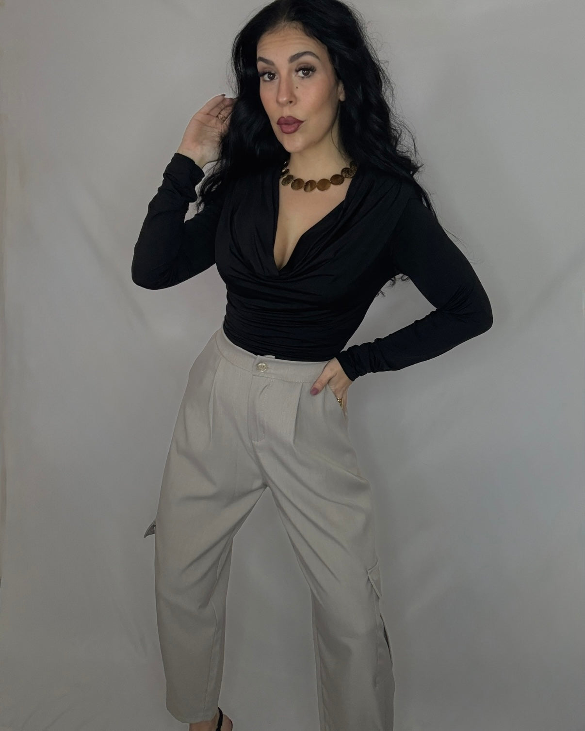 Pantalón bolsillo taupe